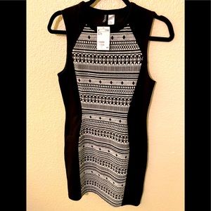 H&M white and black sheath dress